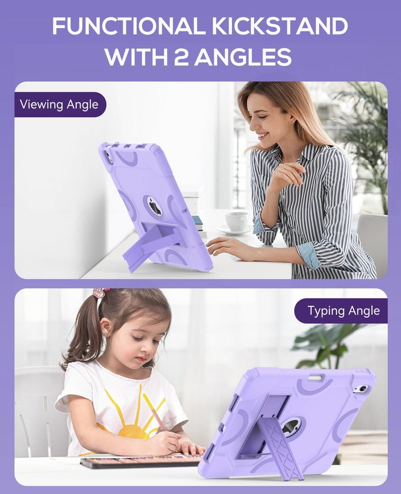 Cantis Case for iPad Air 11-inch (M3) 2025/ (M2) 2024, iPad Air 5th/4th Generation (2022/2020) 10.9 Inch, Heavy Duty Shockproof Rugged Protective for i Pad Air 11'', Purple+Purple - Image 3