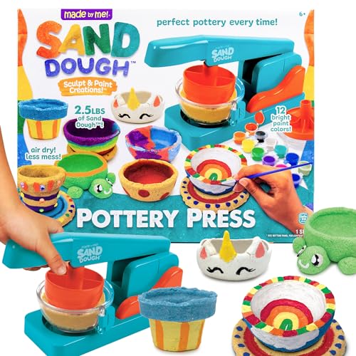 Made By Me Sand Dough Sculpt Paint Creations Pottery Press Sand Dough Bowl Kit Paint Create Your Own Pottery MessFree Pottery Kit for Kids Great Arts Craft Activity for Ages 6 7 8 9 - Image 1