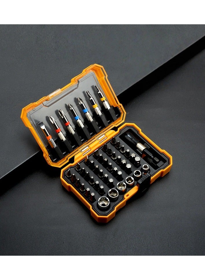general 50-piece rainbow screwdriver bit set with strong magnetic tips organized for home tool storage and classification - Image 1