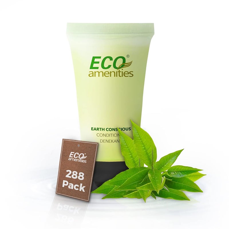 ECO Amenities Travel Size 075oz Conditioner BULK 288 Pack  22ml Hotel Conditioner Supplies for Guests  Green Tea Scent Eco Conditioner with Twist Cap Biodegradable Container