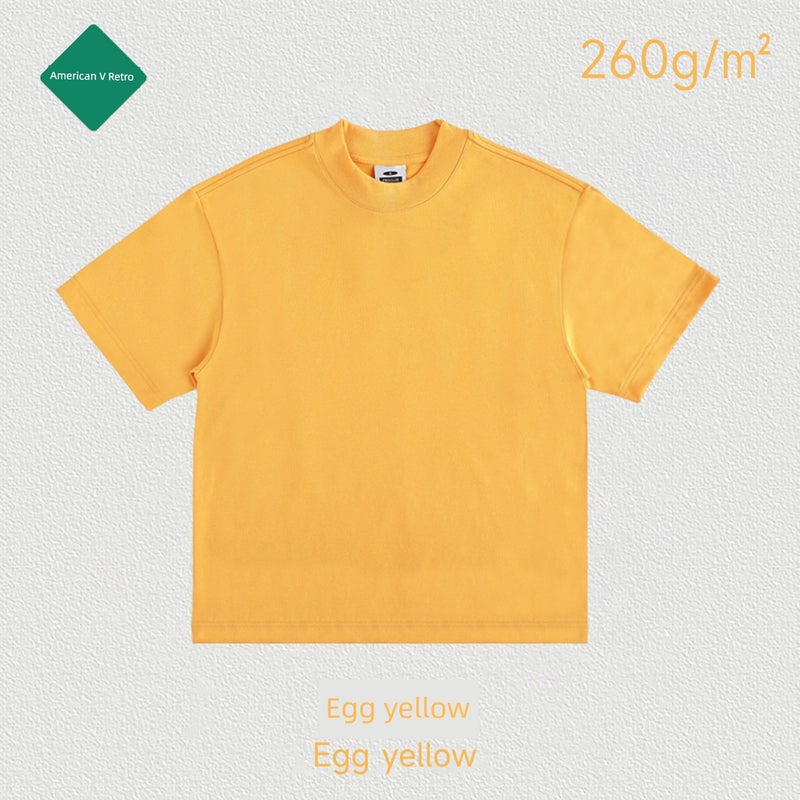 4CM! Small turtleneck T-shirt New American West Coast hip-hop heavyweight fashion short-sleeved men - Image 2