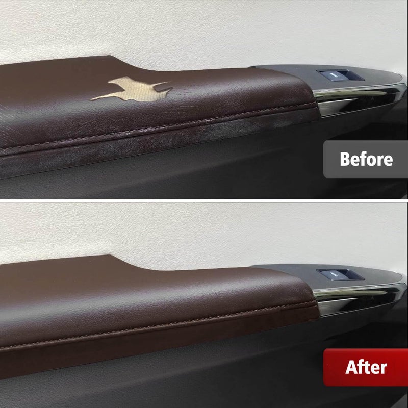 KBH Car Front Door Panel Armrest Cover Replacement for Toyota Avalon 2013-2018, Vinyl Leather Upholstery, Anti-Scratch, 1 Pair, Brown (Leather Part Only) - Image 2