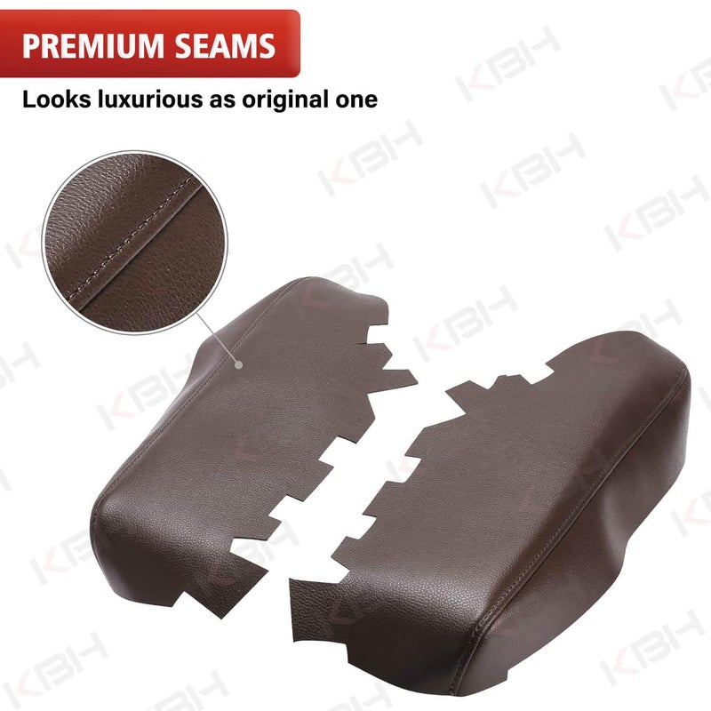 KBH Car Front Door Panel Armrest Cover Replacement for Toyota Avalon 2013-2018, Vinyl Leather Upholstery, Anti-Scratch, 1 Pair, Brown (Leather Part Only) - Image 3