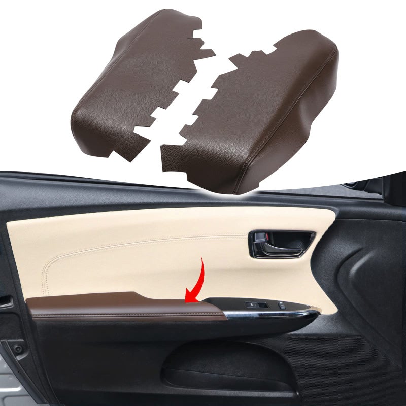 KBH Car Front Door Panel Armrest Cover Replacement for Toyota Avalon 2013-2018, Vinyl Leather Upholstery, Anti-Scratch, 1 Pair, Brown (Leather Part Only) - Image 1