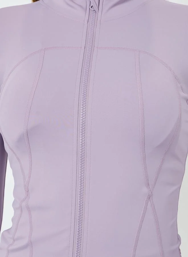 ستايلي اكتيف جاكيت بفتحات إبهام وتفاصيل بارزة للنساء