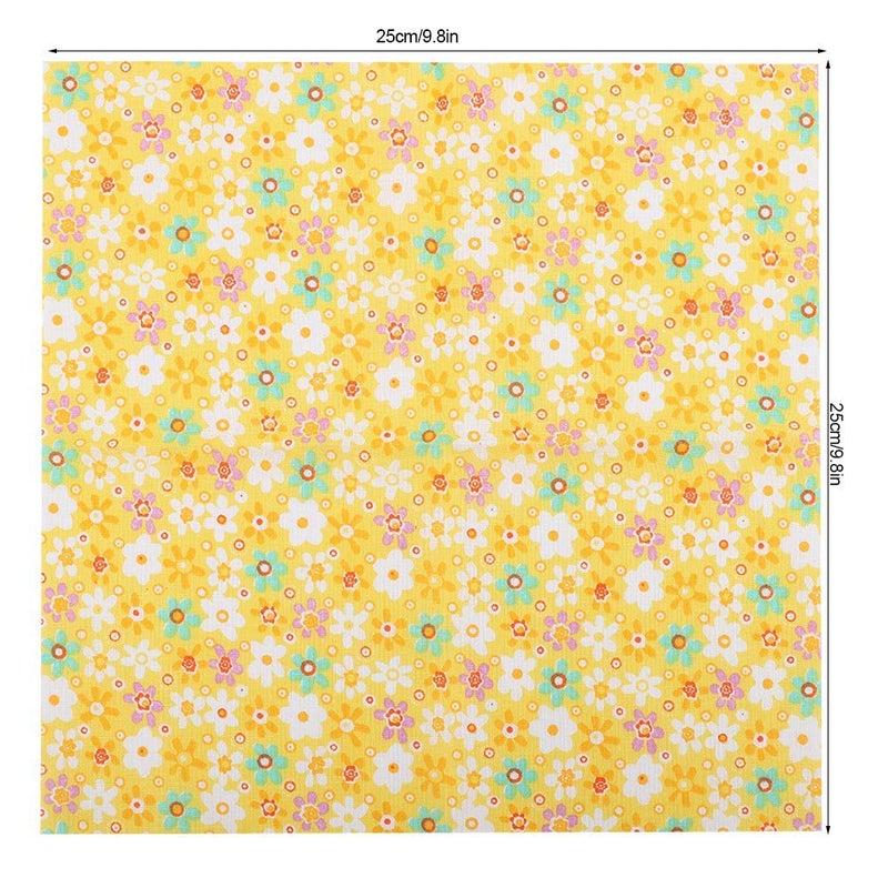Cotton Fabric Squares For Quilting Sewing DIY Yellow 25x25cm 7 Pack - Image 4