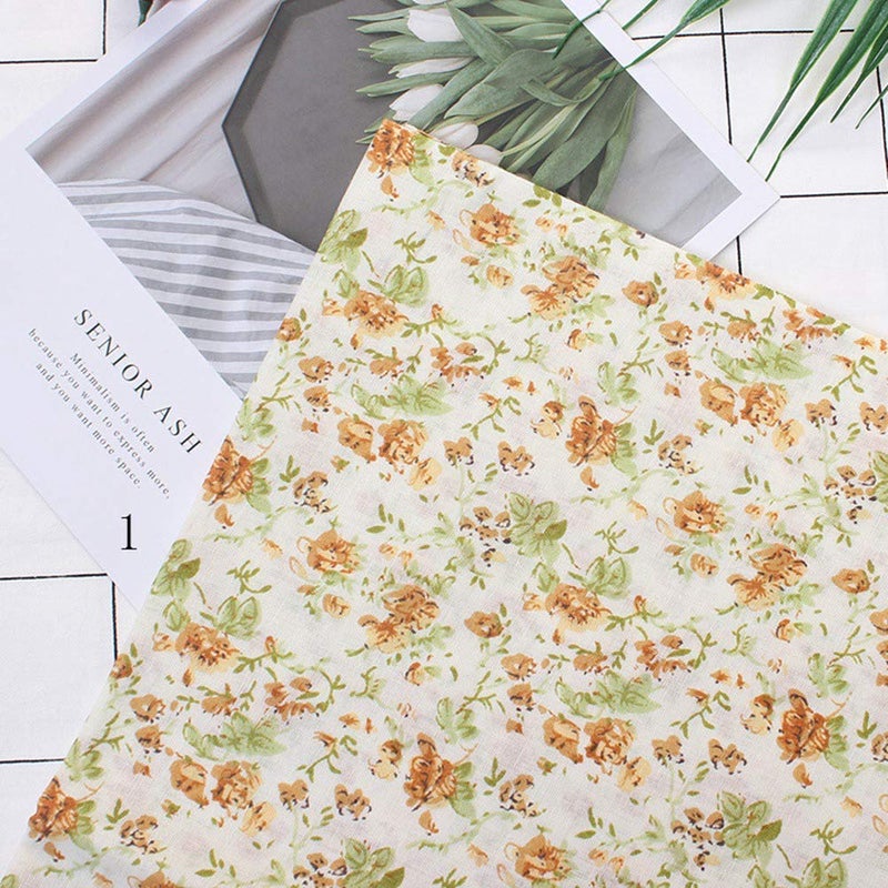Cotton Fabric Squares For Quilting Sewing DIY Yellow 25x25cm 7 Pack - Image 5