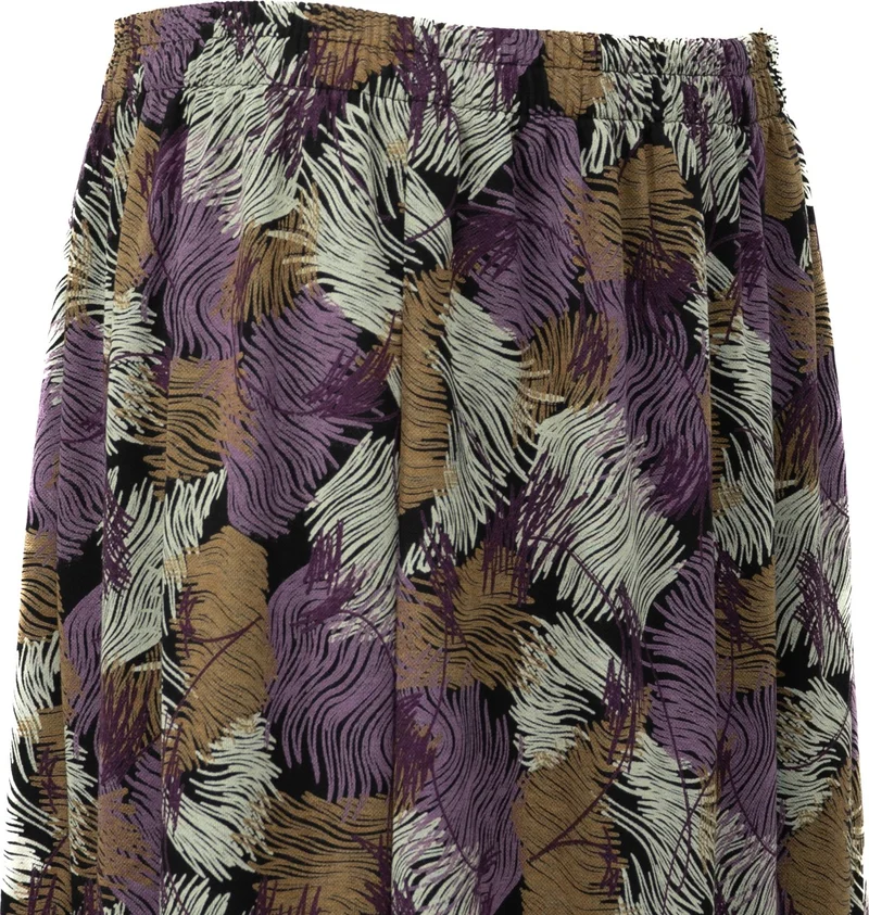 Oppland Women's Mother's Piece Skirt Viscose Fabric Elifim Patterned Elastic Waist Plain Color Comfortable Cut
