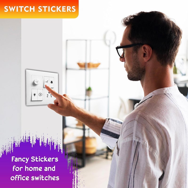 Fliptic Transparent Black and White Switch ID Sticker Vinyl Labels 3-A4 Sheets for Electric Board Appliances Including 27 Designs in Total 495 Stickers - Image 4