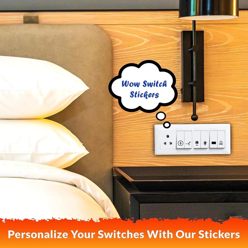 Fliptic Transparent Black and White Switch ID Sticker Vinyl Labels 3-A4 Sheets for Electric Board Appliances Including 27 Designs in Total 495 Stickers - Image 5