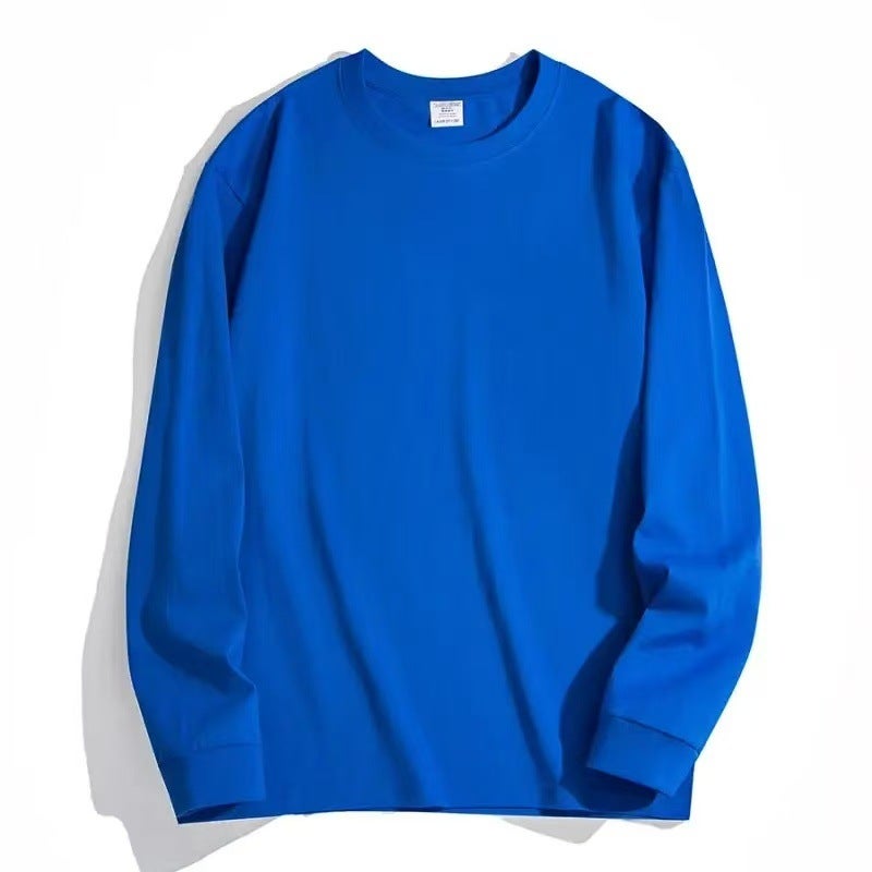 Xinjiang cotton 320g heavyweight pure cotton round-neck long-sleeved T-shirt loose casual plus-size base T-shirt for men and women trendy - Image 1