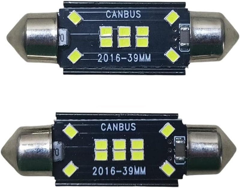 مصابيح داخلية LED بيضاء ساطعة، مقاس 39 مم، خالية من أخطاء CANBUS، طقم من قطعتين - Image 2