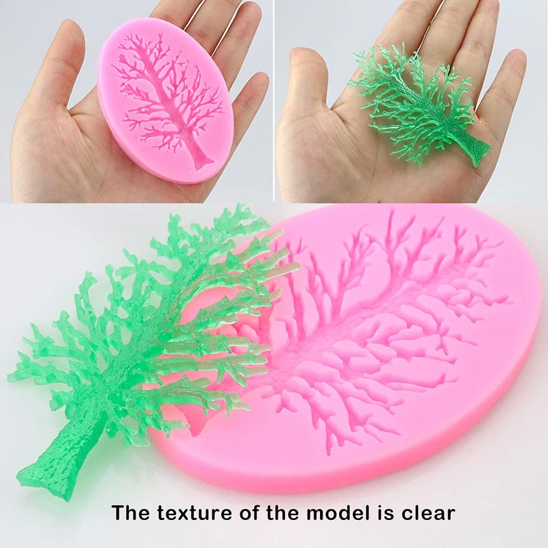 Hengke 2 Pcs Trees Without Leaves Withered Trees Food Grade Safety Silicon Materials Halloween Carnival Party Mold for Cake Decorating Sugarcraft Chocolate Cupcake Topper Pastry Polymer Clay DIY - Image 4