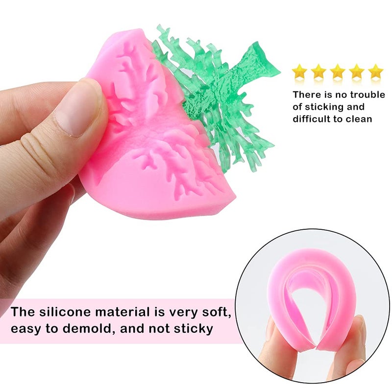 Hengke 2 Pcs Trees Without Leaves Withered Trees Food Grade Safety Silicon Materials Halloween Carnival Party Mold for Cake Decorating Sugarcraft Chocolate Cupcake Topper Pastry Polymer Clay DIY - Image 3