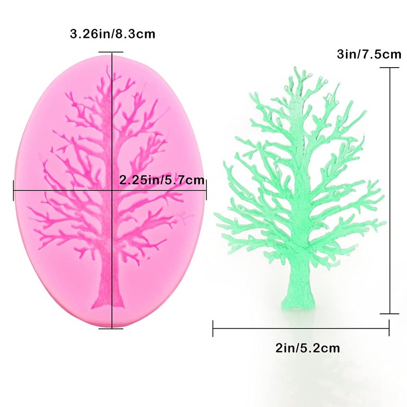 Hengke 2 Pcs Trees Without Leaves Withered Trees Food Grade Safety Silicon Materials Halloween Carnival Party Mold for Cake Decorating Sugarcraft Chocolate Cupcake Topper Pastry Polymer Clay DIY - Image 2
