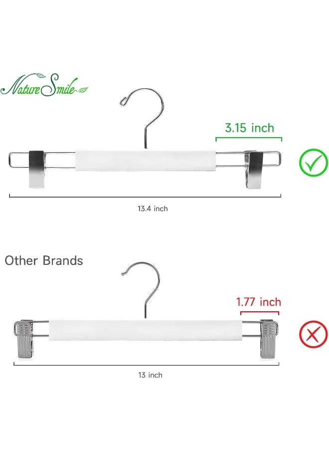 Nature Smile Nature Smile Solid Wooden Skirt Pants Hangers 10 Pack, Premium Wood Bottom Shorts Hangers for Slacks Trousers with Larger Adjustable Anti-Rust Clips (White)  - Image 5