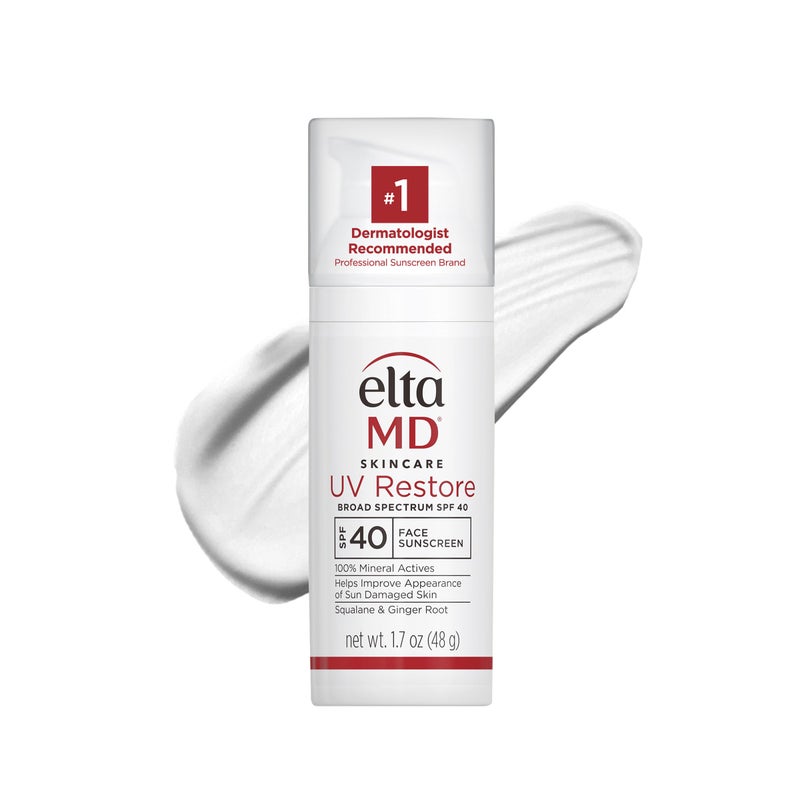 EltaMD واقي شمس الوجه EltaMD UV Restore SPF 40 واقي شمس معدني لإصلاح البشرة المتضررة من الشمس مضاد للشيخوخة تركيبة مرطب أكسيد الزنك للوجه 17 أونصة