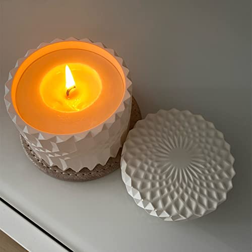 Anktily Concrete Flower Pot Silicone Mold with Lid Mold Retro Ripple Silicone Succulent Planter Mold Candle Pen Holder Cement Clay Mold Epoxy Resin Jewelry Storage Box Mould - Image 5