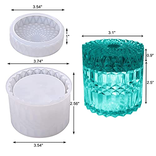 Anktily Concrete Flower Pot Silicone Mold with Lid Mold Retro Ripple Silicone Succulent Planter Mold Candle Pen Holder Cement Clay Mold Epoxy Resin Jewelry Storage Box Mould - Image 2