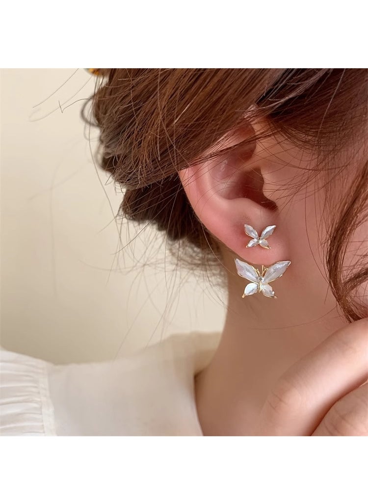 Generic - Elegant Needle Butterfly Earrings For Women High-end Feel Earrings Small Luxury Lightweight Elegant Ear Jewelry A477# One two-piece - Image 1