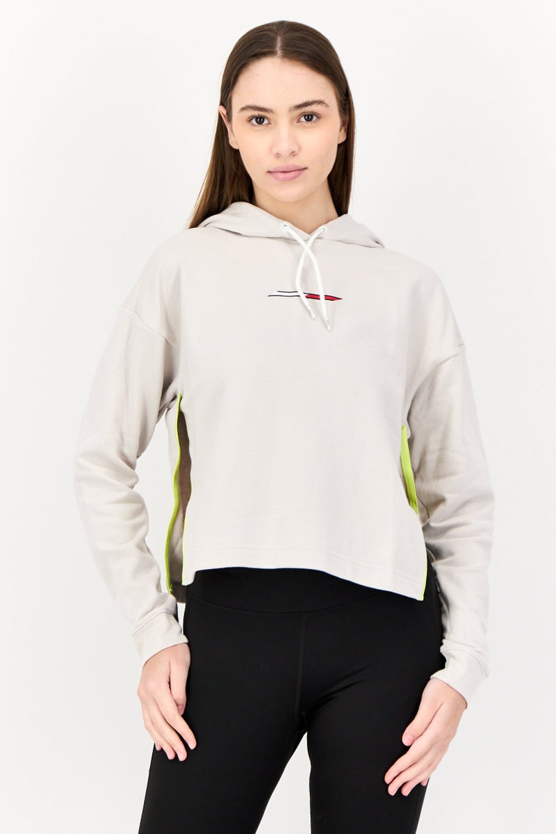 TOMMY SPORT Women Sportswear Fit Brand Logo Long Sleeves Outdoor Hoodie, Light Grey  - Image 1