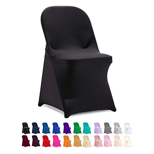 Peomeise Stretch Spandex Folding Chair Cover for Wedding Party Dining Banquet Event (Black,12pcs) - Image 1