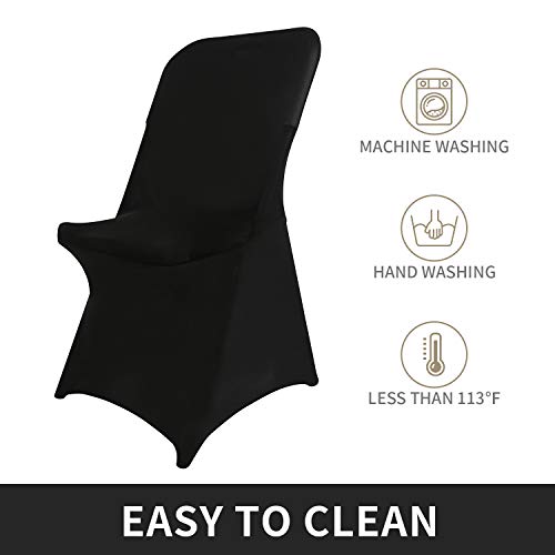 Peomeise Stretch Spandex Folding Chair Cover for Wedding Party Dining Banquet Event (Black,12pcs) - Image 2