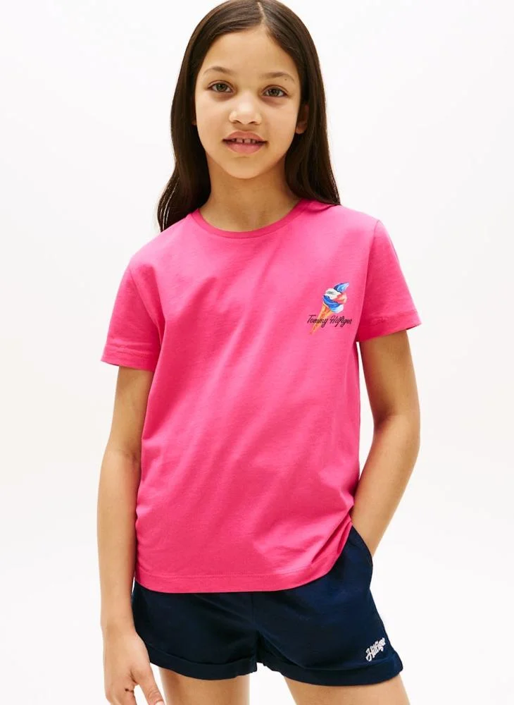 TOMMY HILFIGER Kids Graphic Print Crew Neck T-Shirt