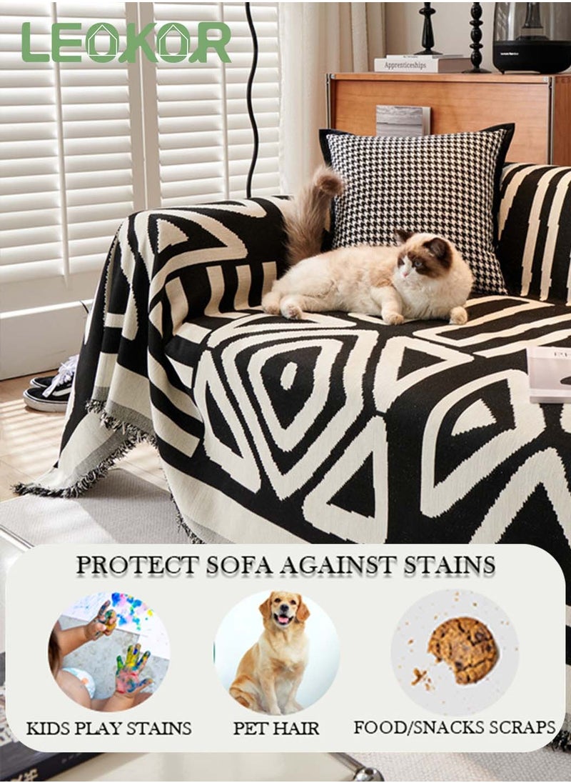 LEOKOR 3 Seat Sofa Slipcover Pets Protector Furniture Covers Soft Four Seasons Universal Sofa Slipcovers All-Inclusive Sofa Cover 180*300CM  - Image 3
