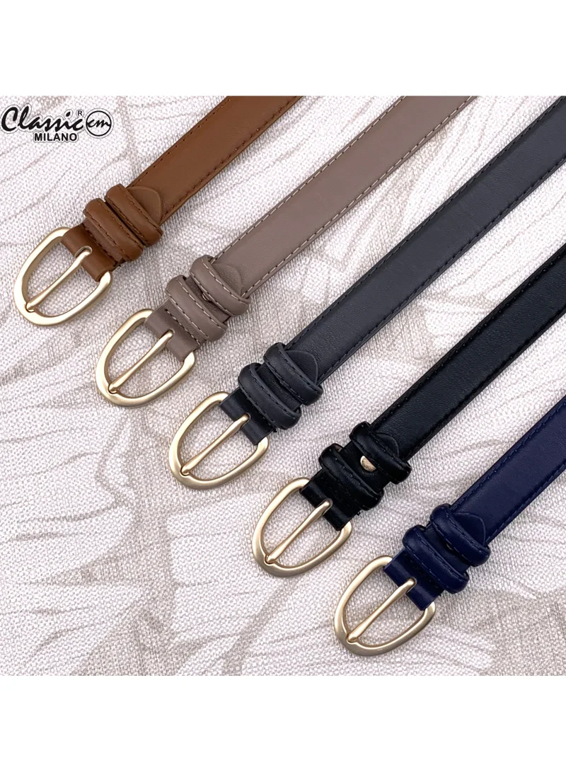 Classic Milano Blue (SGPU14) Classic Milano Women's Belt with Gift Box; Faux Leather Ladies Belt for Dresses, Jeans & Gowns; Stylish Womens Belt; Adjustable Girls Belt; Belt for Women | Full Length: 110 CM (Free Size - Fits up to the waist of 40 Inches / 100 CM) for Women | Best Price UAE