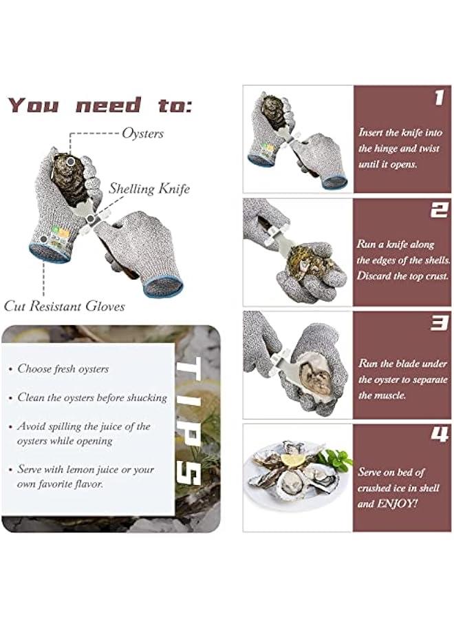 Oyster Shucking Knife Set of 2 Stainless Steel Oyster Knifes and 2 Pairs Level 5 Cut-Resistant Gloves，Oyster Knives Suitable for All Kinds of Shells and Oysters Shucking（Strengthen Version）  - Image 4