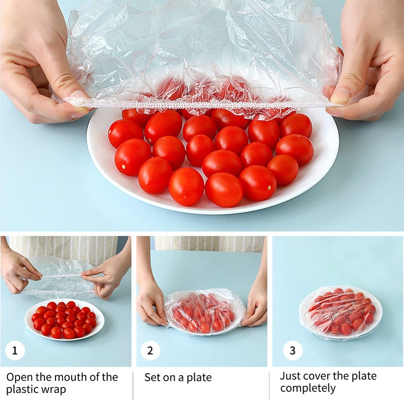 Home&Love Homelove Fresh Keeping Bags Canning Lids, 150pcs Food Covers,Reusable Elastic Food Storage Covers, Plastic Sealing Elastic Stretch Adjustable Bowl Lids, Universal Kitchen Wrap Seal Bags for Cover Food - Image 3