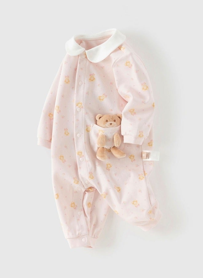 Dave & Bella Baby Teddy Pocket Romper with Removable Soft Toy - Image 1
