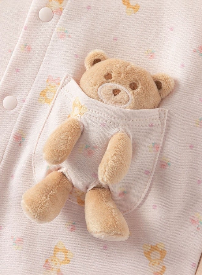 Dave & Bella Baby Teddy Pocket Romper with Removable Soft Toy - Image 4