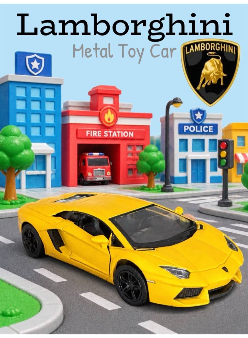 Toy Car Play Venicle 1:32 Scale Metal Pull Back Model Toy Car - Yellow