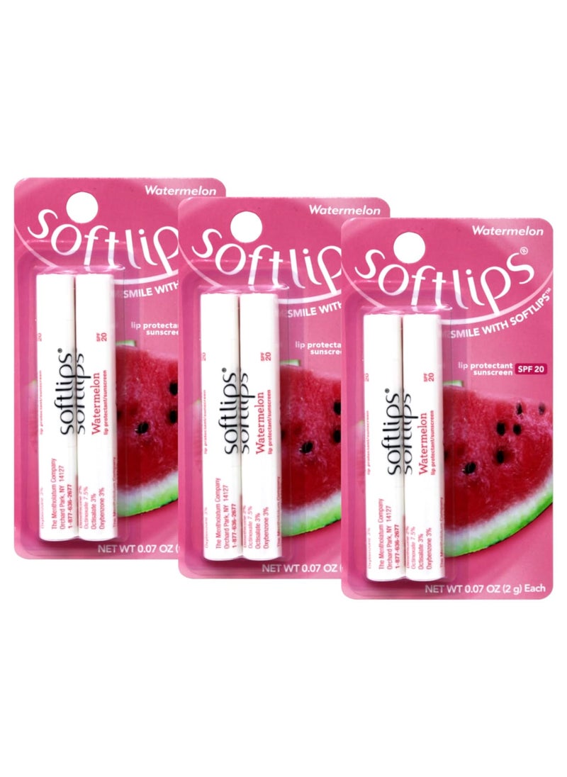 Softlips Softlips Watermelon GlutenFree Twin Pack Lip Protectant Sunscreen SPF 20 007 oz Each Pack of 3  - Image 1