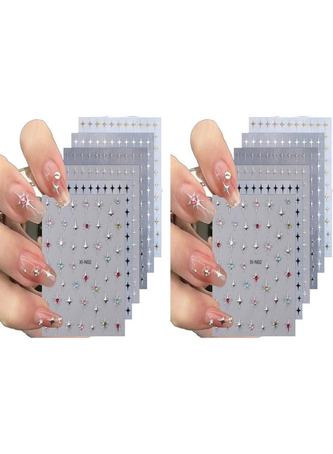 MAYCREATE® 6 Sheets Star Nail Stickers Y2K Art Decal 3D Galaxy Stars Design Self-Adhesive DIY Tips for Extension Decoration 12PCS - Image 1
