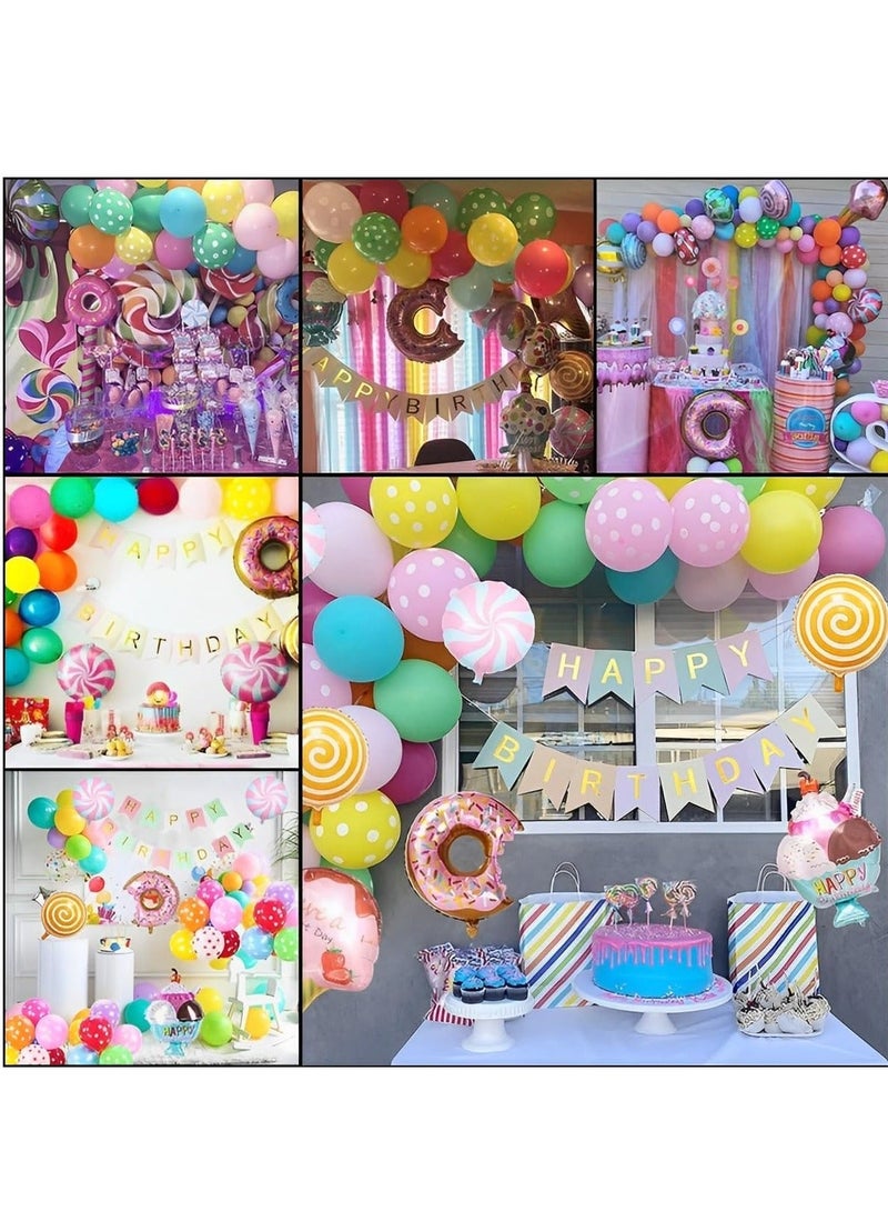 DUNISO Ice Cream Birthday Party Decorations, Donut Party Decorations, Candyland Themed Birthday Party Decorations Backdrop, Happy Birthday Banner, For Girls, Boy - Image 5