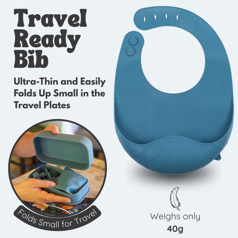 Palz and Pandy Baby Travel Essentials 6 Pc Silicone Feeding Set - Portable Toddler Plates with Suction, Baby Spoons & Foldable Bib in Carrying Case - BPA-Free Infant & Toddler Utensils for Airplanes & Eating Out - Image 5