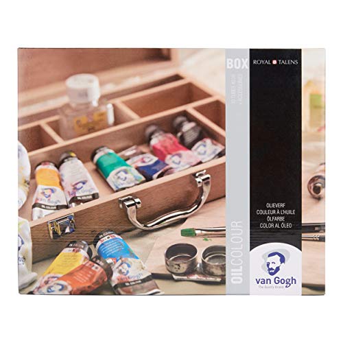 Van Gogh Oil Color Paint, 10x40ml Tubes + Accessories, Wooden Box Basic Set - Image 1