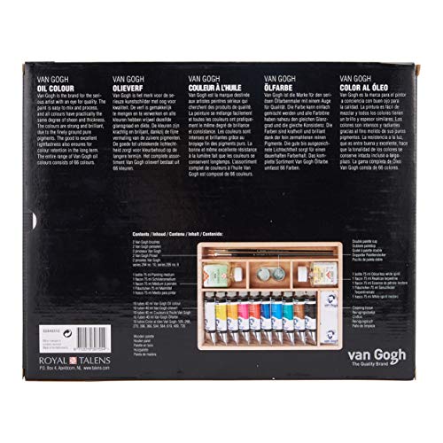 Van Gogh Oil Color Paint, 10x40ml Tubes + Accessories, Wooden Box Basic Set - Image 2