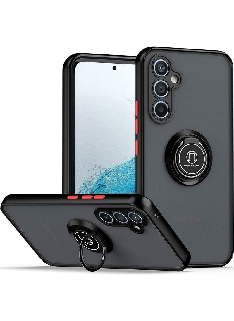 Generic Samsung Galaxy A55 5G Rotational Metal Ring Kickstand Cover Anti Fingerprint Scratch Resistance Matte Finish Case Soft TPU Bumper Magnetic Car Mount Cover for Samsung Galaxy A55 5G  - Image 1