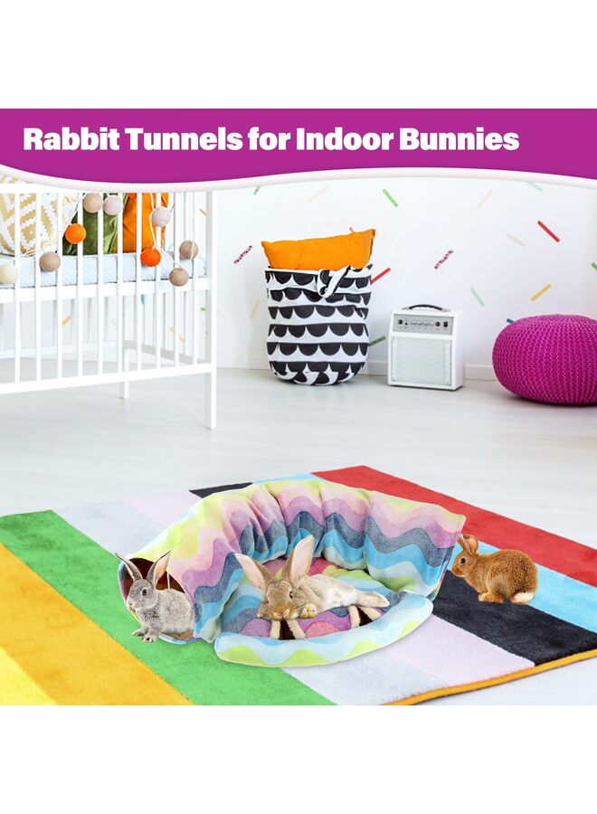 يُسلِّم سرير نفق الأرنب، ألعاب أنابيب نفق قابلة للطي 2 في 1 مع حصيرة قابلة للإزالة ومخبأ للقطط والقطط الصغيرة والأرانب والقطط الصغيرة (ملون) - Image 5
