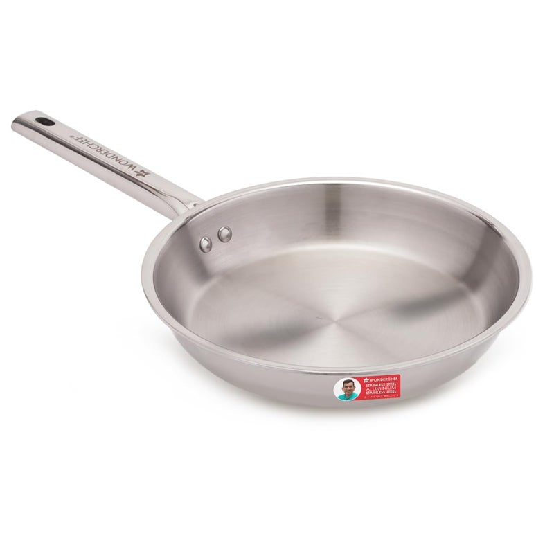 Wonderchef Stella Triply Stainless Steel Fry Pan | 24 cm, 1.7 litres | Compatible with Gas Stove, Induction, Ceramic Cooktop | Non-Toxic | Uniform Heating | Heavy-Duty Handle | 10-Year Warranty - Image 2