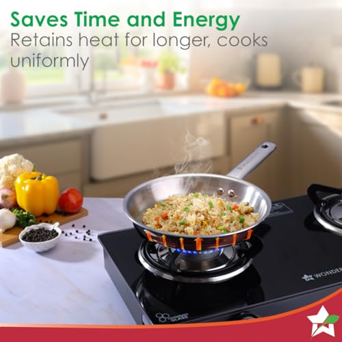 Wonderchef Stella Triply Stainless Steel Fry Pan | 24 cm, 1.7 litres | Compatible with Gas Stove, Induction, Ceramic Cooktop | Non-Toxic | Uniform Heating | Heavy-Duty Handle | 10-Year Warranty - Image 5
