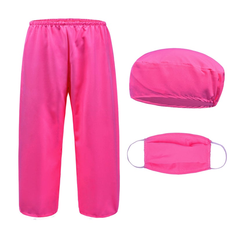 Zzihan Doctor Costume For Kids Rose Scrubs Sets Nurse Scrubs Costume Veterinarian Costume Doctor Coat Accessories Toys Stethoscope Nursing Clipboards Girl 7-8 Brithday Party Halloween Dress Up - Image 3