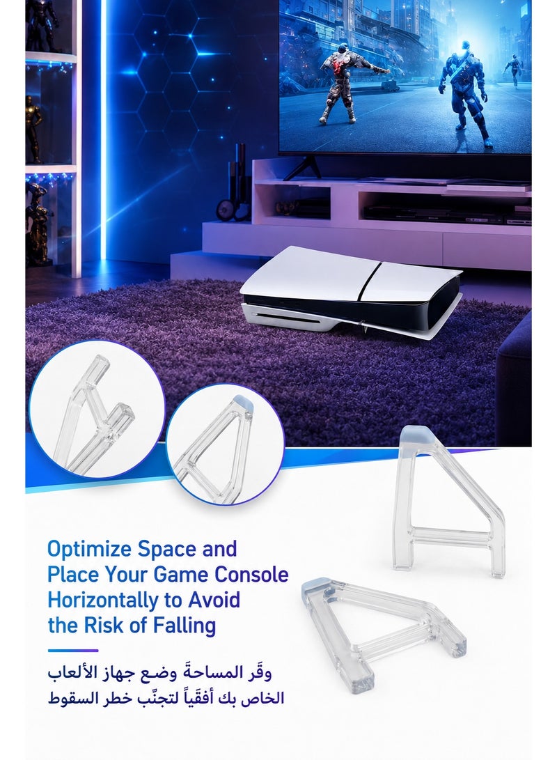 SIGood Horizontal Stand Console Bracket for Flat Placement, 2 Pcs Transparent Base Compatible with PS5 Slim Disc Edition - Image 4