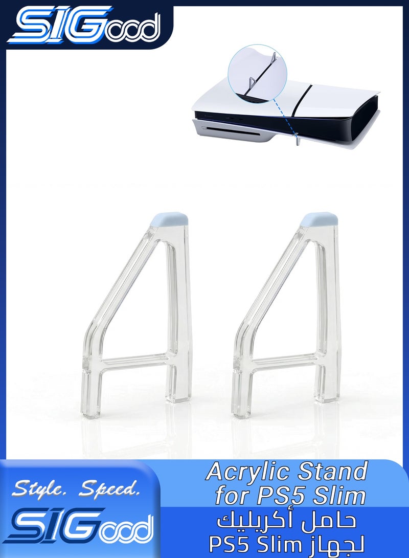 SIGood Horizontal Stand Console Bracket for Flat Placement, 2 Pcs Transparent Base Compatible with PS5 Slim Disc Edition - Image 1