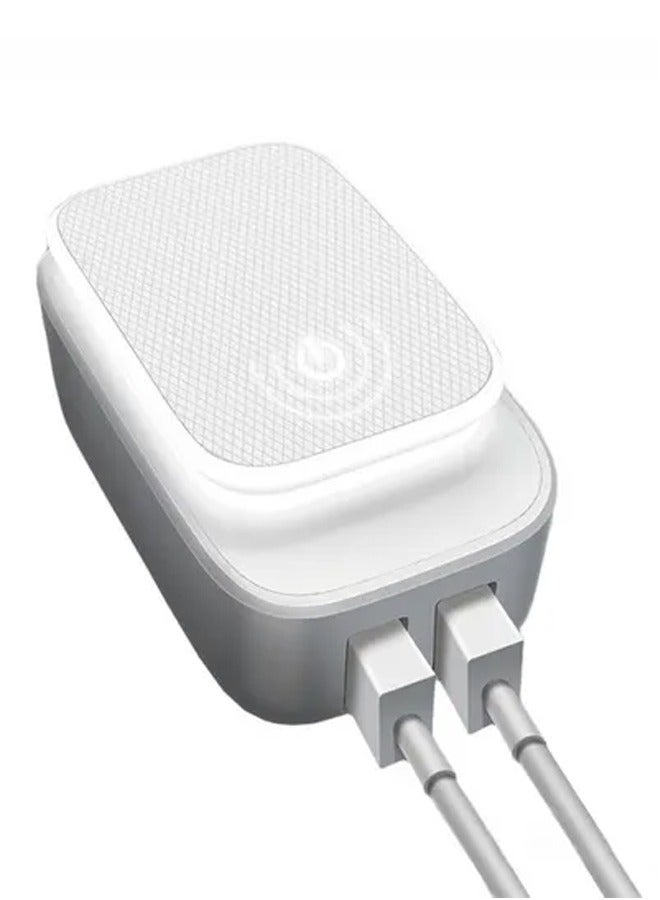General USB Port Mobile Charger With LED Touch Lamp Function White/Gold  - Image 2