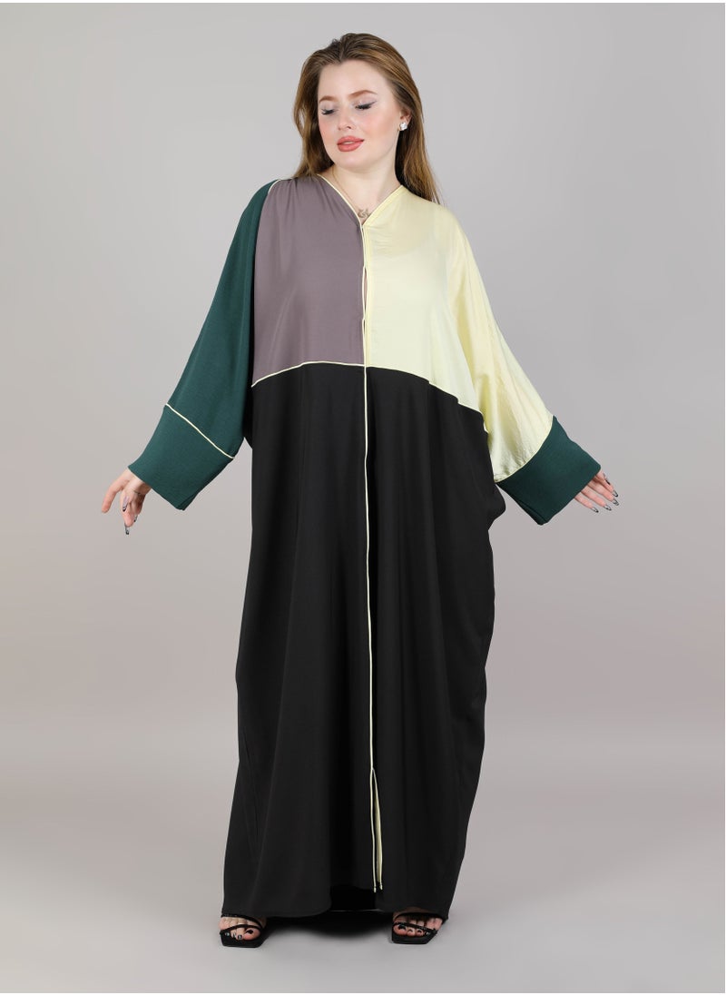 MSquare Fashion - Msquare Hair Maqsood Color Block Abaya - Image 1